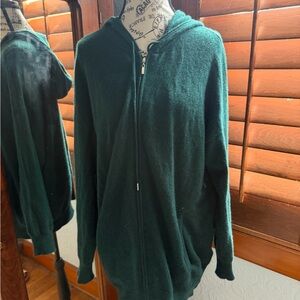 Charter Club Green Cashmere Cardigan. Women's 100% Cashmere Zip Hoodie,